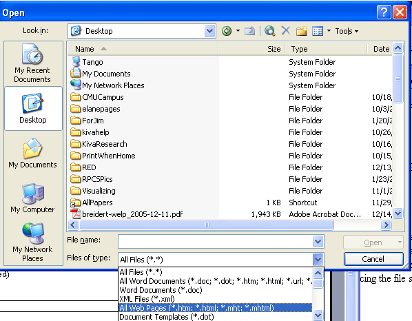 select file type