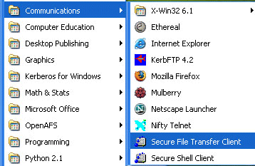 Selecting
Secure File Transfer Client from All Programs